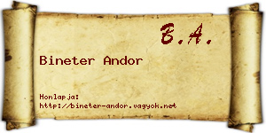 Bineter Andor névjegykártya